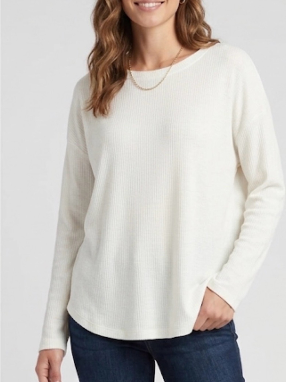 GAP Cream Ribbed Long Sleeve Light Sweater – Effortless Cozy Pullover XL.    NWT